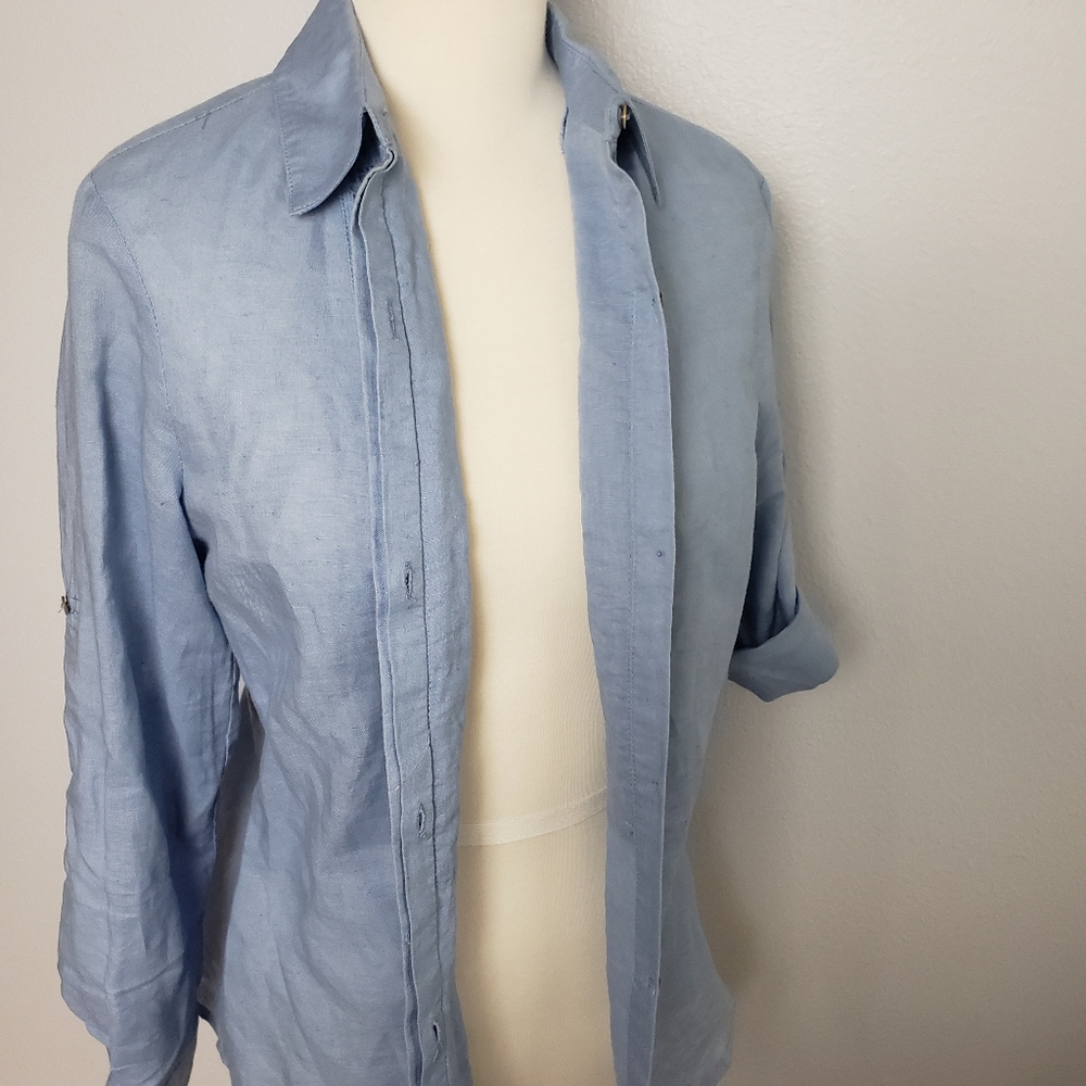 Max Studio Linen blend button down XS RN # 58822 - Picture 6 of 8